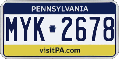 PA license plate MYK2678
