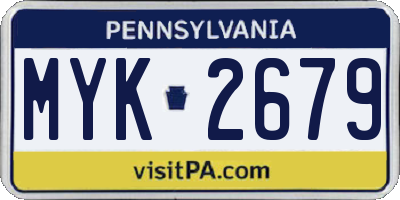 PA license plate MYK2679