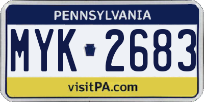 PA license plate MYK2683