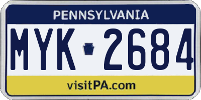 PA license plate MYK2684