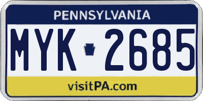 PA license plate MYK2685