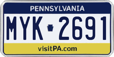 PA license plate MYK2691