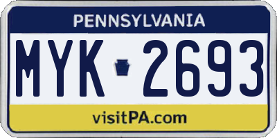 PA license plate MYK2693