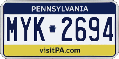PA license plate MYK2694