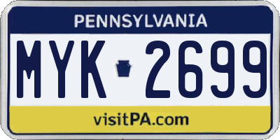 PA license plate MYK2699