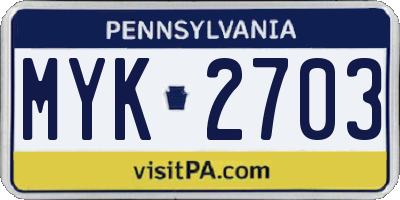 PA license plate MYK2703