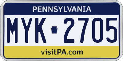 PA license plate MYK2705