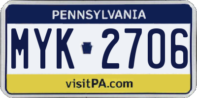 PA license plate MYK2706