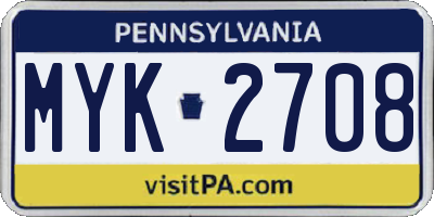 PA license plate MYK2708