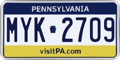 PA license plate MYK2709
