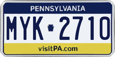 PA license plate MYK2710