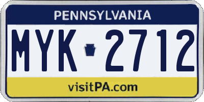 PA license plate MYK2712