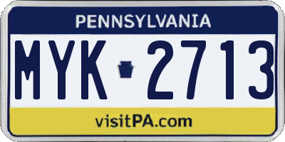 PA license plate MYK2713