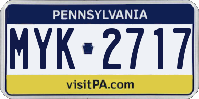 PA license plate MYK2717