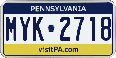 PA license plate MYK2718