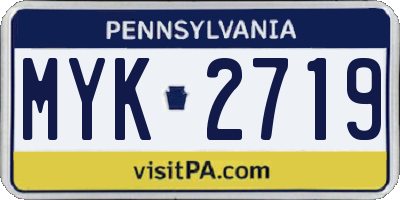PA license plate MYK2719