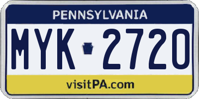 PA license plate MYK2720