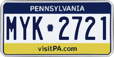 PA license plate MYK2721