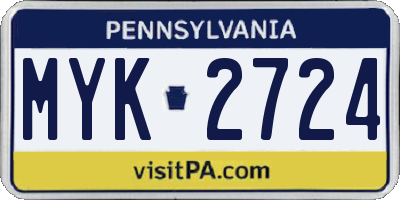 PA license plate MYK2724