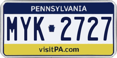 PA license plate MYK2727