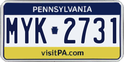 PA license plate MYK2731