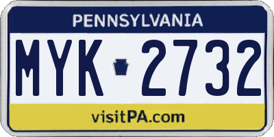 PA license plate MYK2732