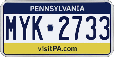 PA license plate MYK2733