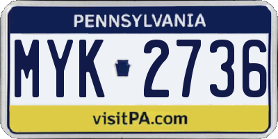 PA license plate MYK2736