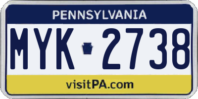 PA license plate MYK2738