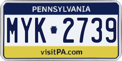 PA license plate MYK2739