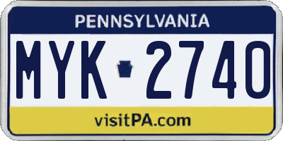 PA license plate MYK2740