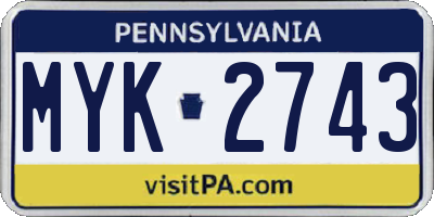 PA license plate MYK2743