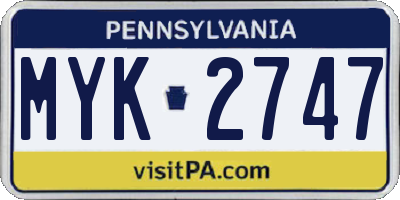 PA license plate MYK2747