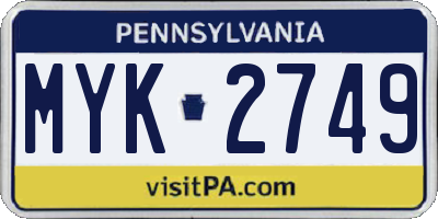 PA license plate MYK2749