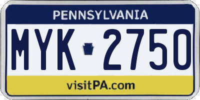 PA license plate MYK2750