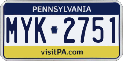 PA license plate MYK2751