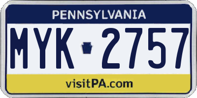 PA license plate MYK2757