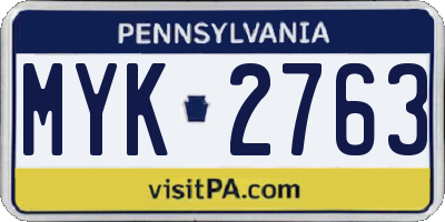 PA license plate MYK2763