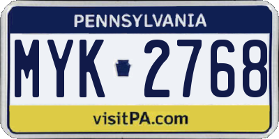 PA license plate MYK2768