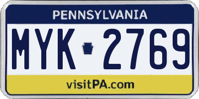 PA license plate MYK2769