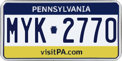 PA license plate MYK2770