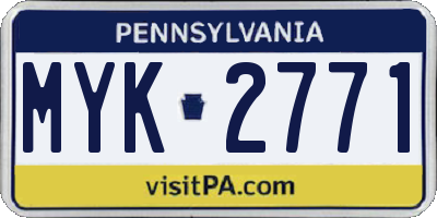 PA license plate MYK2771