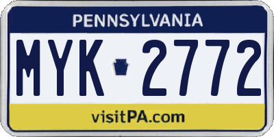 PA license plate MYK2772