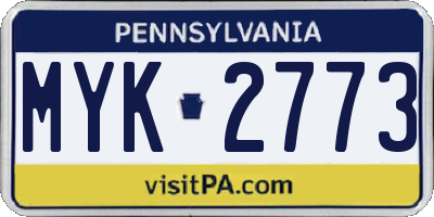 PA license plate MYK2773