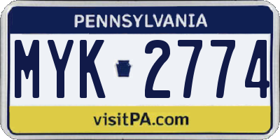 PA license plate MYK2774