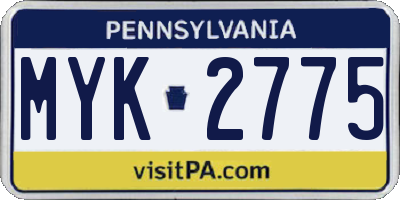 PA license plate MYK2775