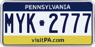 PA license plate MYK2777
