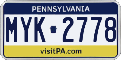 PA license plate MYK2778