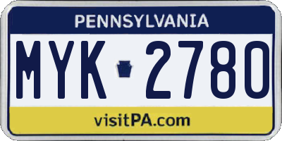 PA license plate MYK2780