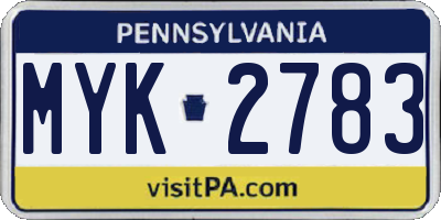 PA license plate MYK2783